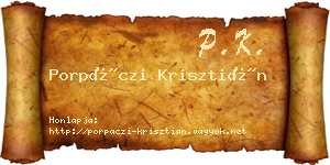 Porpáczi Krisztián névjegykártya